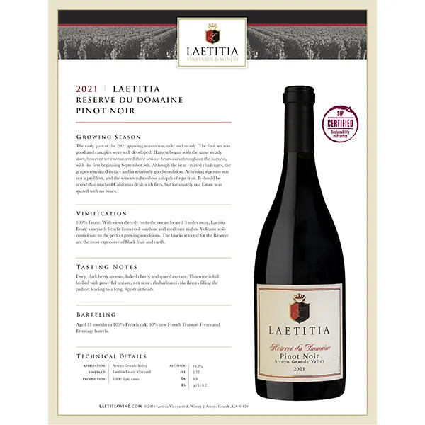 2021 Reserve du Domaine Pinot Noir